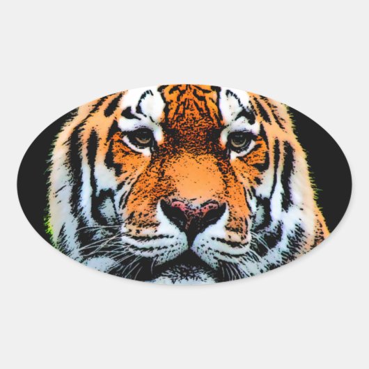 Sticker Ovale Inspiration des yeux de tigre (Devant)