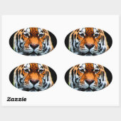 Sticker Ovale Inspiration des yeux de tigre (Feuille)