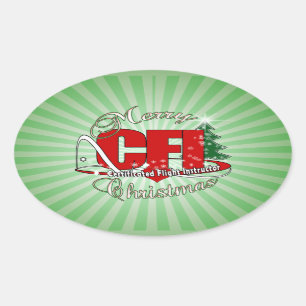 Sticker Ovale Instructeur de vol certifié CFI CHRISTMAS