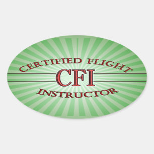 STICKER OVALE INSTRUCTEUR DE VOL CERTIFIÉ LOGO RED CSF