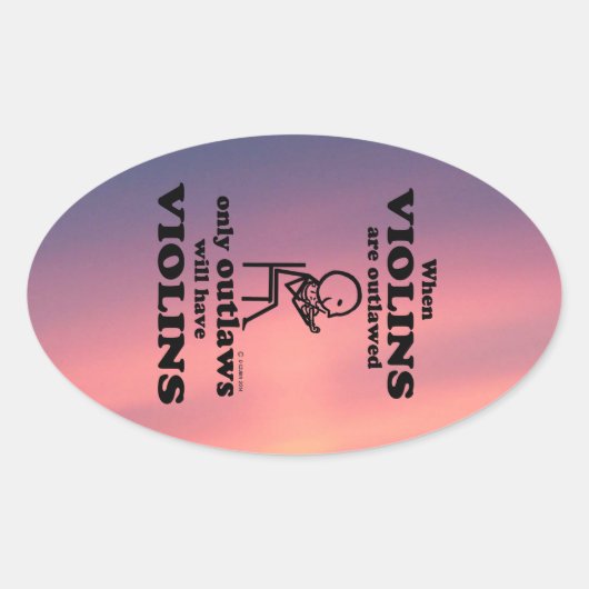 Sticker ovale interdit aux violons (Devant)
