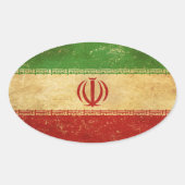 Sticker Ovale Iran - Drapeau Vintage (Devant)