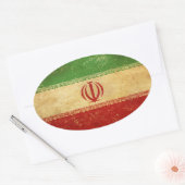 Sticker Ovale Iran - Drapeau Vintage (Enveloppe)