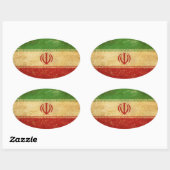 Sticker Ovale Iran - Drapeau Vintage (Feuille)
