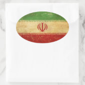 Sticker Ovale Iran - Drapeau Vintage (Sac)