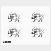 Sticker Ovale Iran Lion & Soleil (Shir-O-Khorshid) (Feuille)