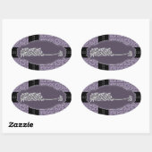 Sticker Ovale Islam damask islamique Bismillah basmallah violet (Feuille)