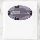 Sticker Ovale Islam damask islamique Bismillah basmallah violet (Sac)