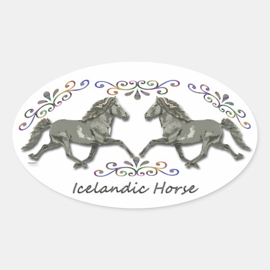 Sticker Ovale islandais vintage (Devant)
