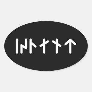 Sticker Ovale Islande ᛁᛋᛚᛅᚾᛏ ~ Runes Futhark jeune
