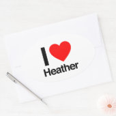 Sticker Ovale j'adore heather (Enveloppe)