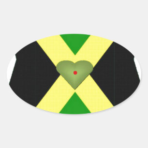 Sticker Ovale J'adore Jamaïque Bonne Journée et une Meilleure Nu