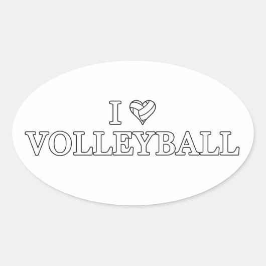 Sticker Ovale J'adore le volley-ball (Devant)