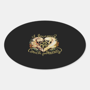 Sticker Ovale J'adore les greyhounds mignons pommes de terre de