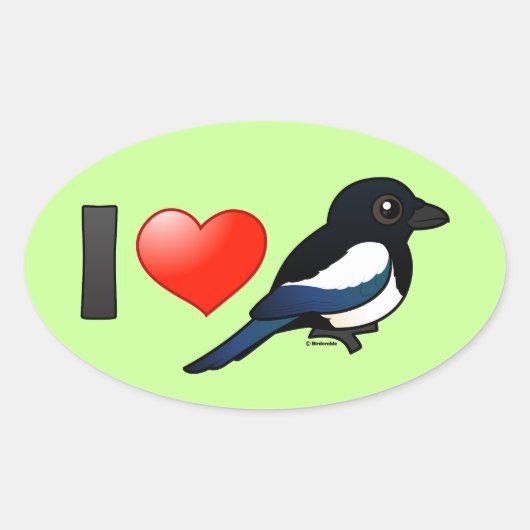 Sticker Ovale J'adore les Magpies (Devant)