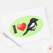 Sticker Ovale J'adore les Magpies (Enveloppe)