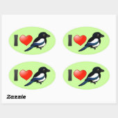Sticker Ovale J'adore les Magpies (Feuille)