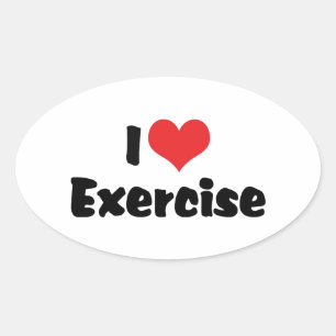 Sticker Ovale J'adore l'exercice du cœur - Amateur de fitness