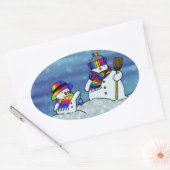 Sticker Ovale J'adore l'hiver ! (Enveloppe)