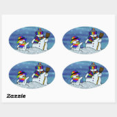 Sticker Ovale J'adore l'hiver ! (Feuille)