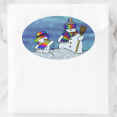 Sticker Ovale J'adore l'hiver ! (Sac)