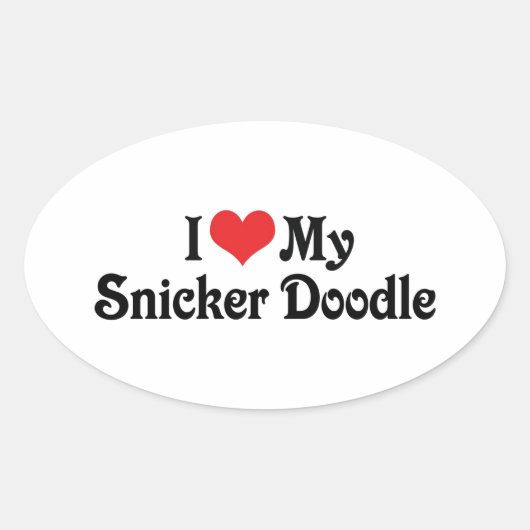 Sticker Ovale J'adore mon Snicker Doodle (Devant)