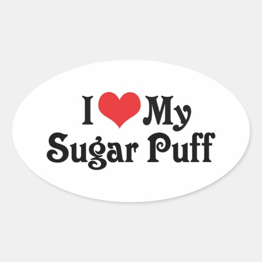 Sticker Ovale J'adore mon Sugar Puff (Devant)
