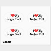 Sticker Ovale J'adore mon Sugar Puff (Feuille)