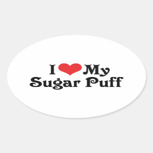 Sticker Ovale J'adore mon Sugar Puff