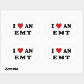 Sticker Ovale J'adore un EMT (Feuille)