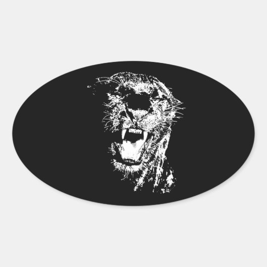 Sticker Ovale Jaguar Roaring (Devant)