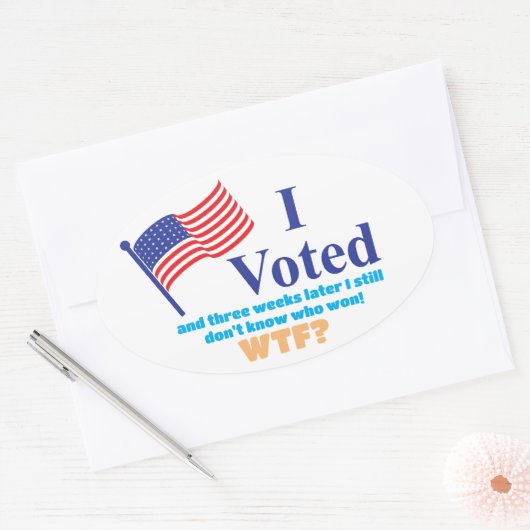 Sticker Ovale J'ai voté WTF ? (Enveloppe)