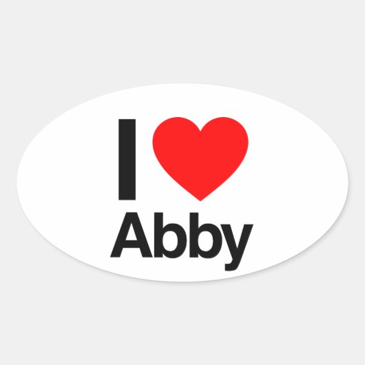 Sticker Ovale j'aime abby (Devant)