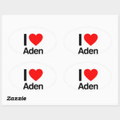 Sticker Ovale j'aime aden (Feuille)