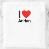 Sticker Ovale j'aime adrian (Sac)