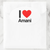 Sticker Ovale j'aime amani (Sac)