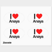 Sticker Ovale j'aime anaya (Feuille)