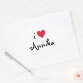 Sticker Ovale J'aime Annika (Enveloppe)