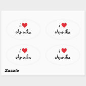 Sticker Ovale J'aime Annika (Feuille)
