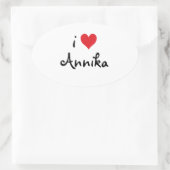 Sticker Ovale J'aime Annika (Sac)
