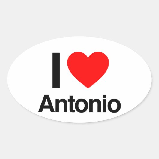 Sticker Ovale j'aime antonio (Devant)
