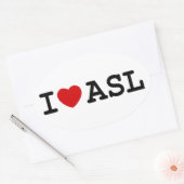 Sticker Ovale J'aime ASL (Enveloppe)
