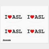 Sticker Ovale J'aime ASL (Feuille)