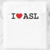 Sticker Ovale J'aime ASL (Sac)