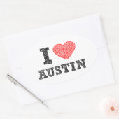 Sticker Ovale J'aime Austin (Enveloppe)