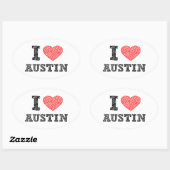Sticker Ovale J'aime Austin (Feuille)