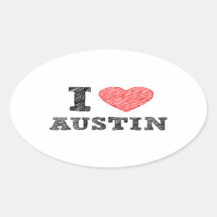 Sticker Ovale J'aime Austin