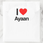 Sticker Ovale j'aime ayaan (Sac)