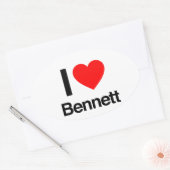 Sticker Ovale j'aime bennett (Enveloppe)
