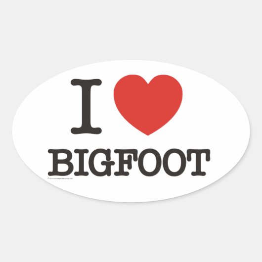 Sticker Ovale J'aime Bigfoot (Devant)